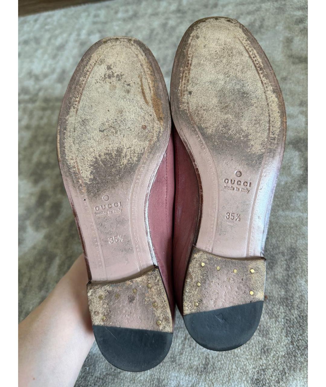 GUCCI Розовые кожаные лоферы, фото 5
