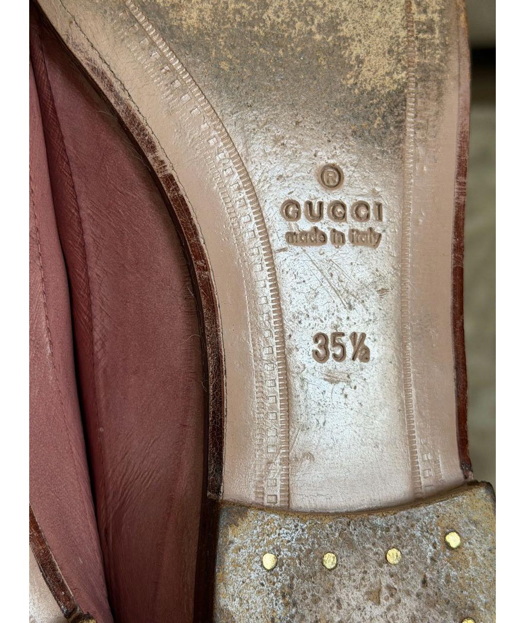 GUCCI Розовые кожаные лоферы, фото 4