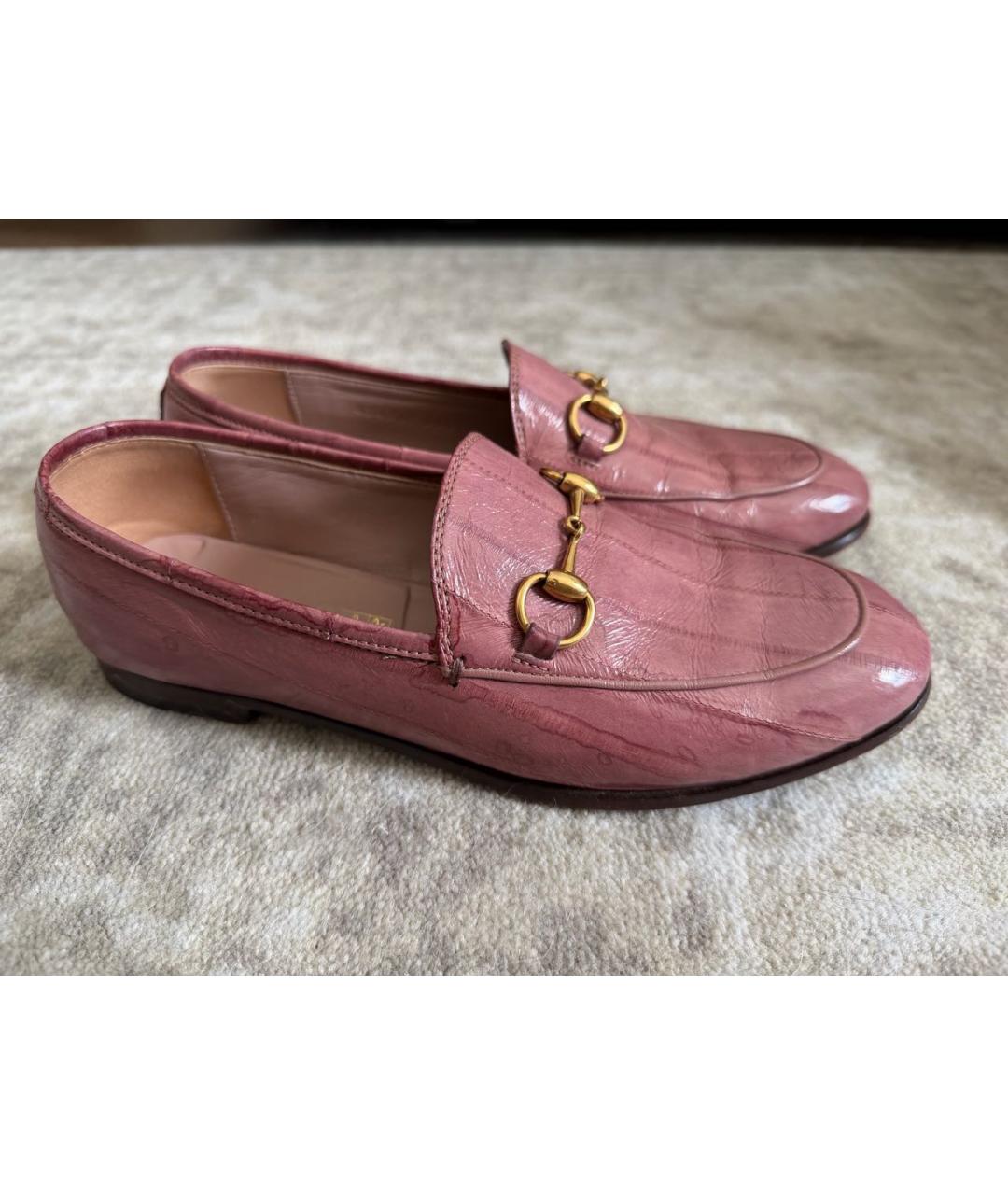 GUCCI Розовые кожаные лоферы, фото 9
