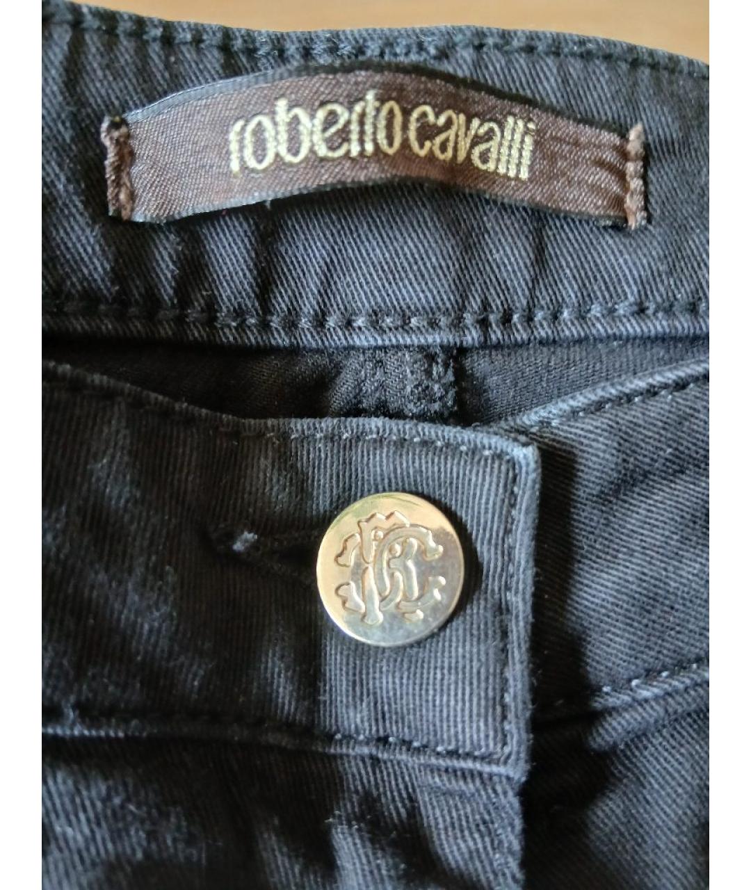 ROBERTO CAVALLI Черные хлопковые прямые джинсы, фото 3