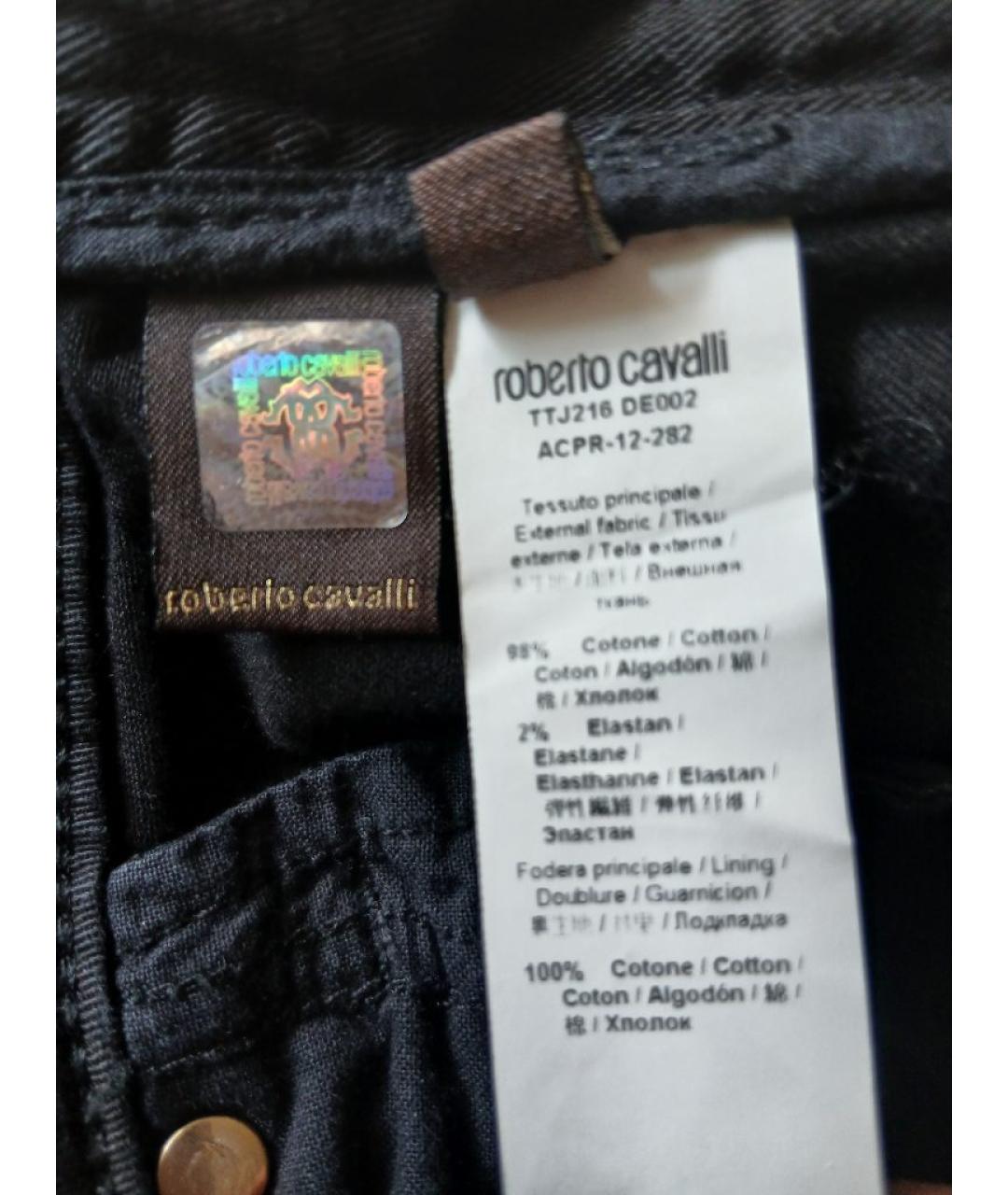 ROBERTO CAVALLI Черные хлопковые прямые джинсы, фото 4