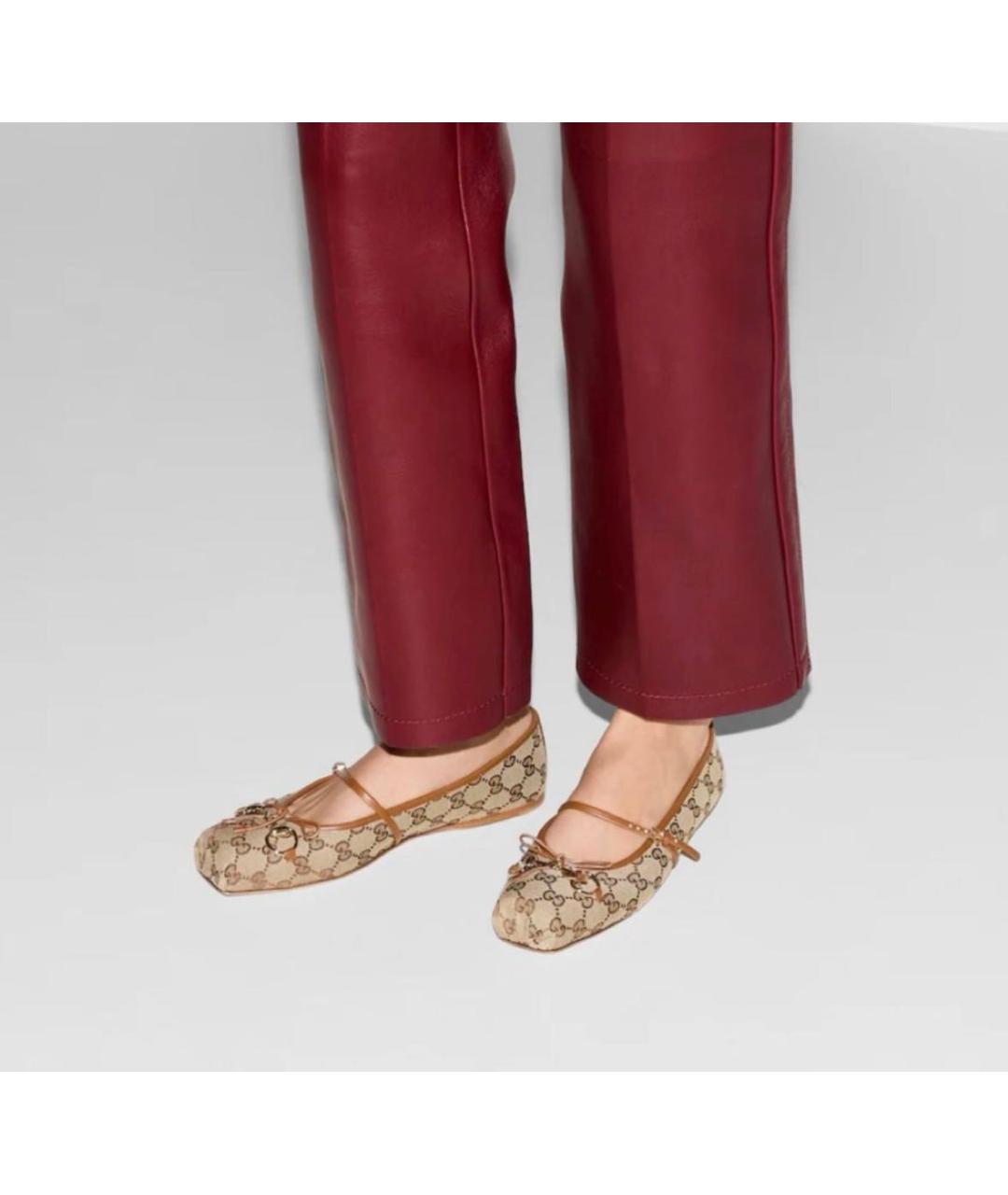 GUCCI Коричневые текстильные балетки, фото 7