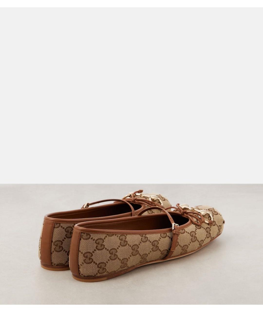GUCCI Коричневые текстильные балетки, фото 5
