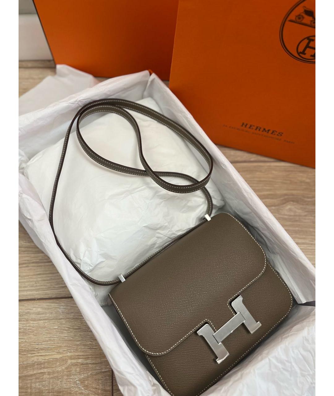HERMES Коричневая кожаная сумка через плечо, фото 5