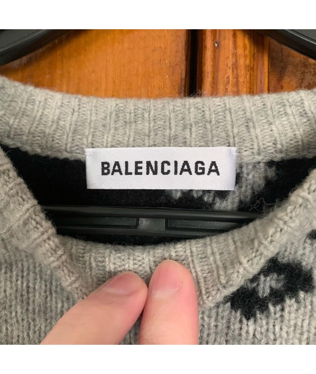 BALENCIAGA Серебряный шерстяной джемпер / свитер, фото 3
