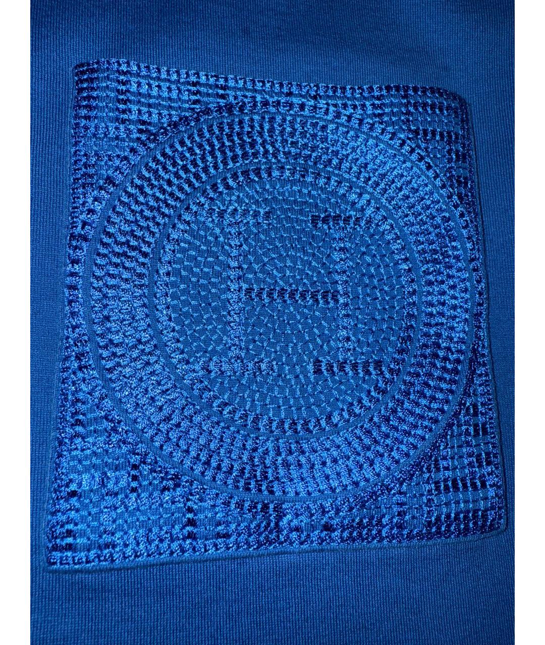 HERMES Синяя хлопковая футболка, фото 2