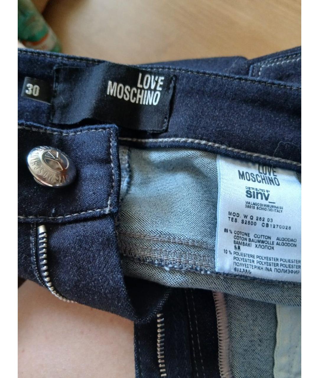 LOVE MOSCHINO Черные хлопко-эластановые прямые джинсы, фото 4