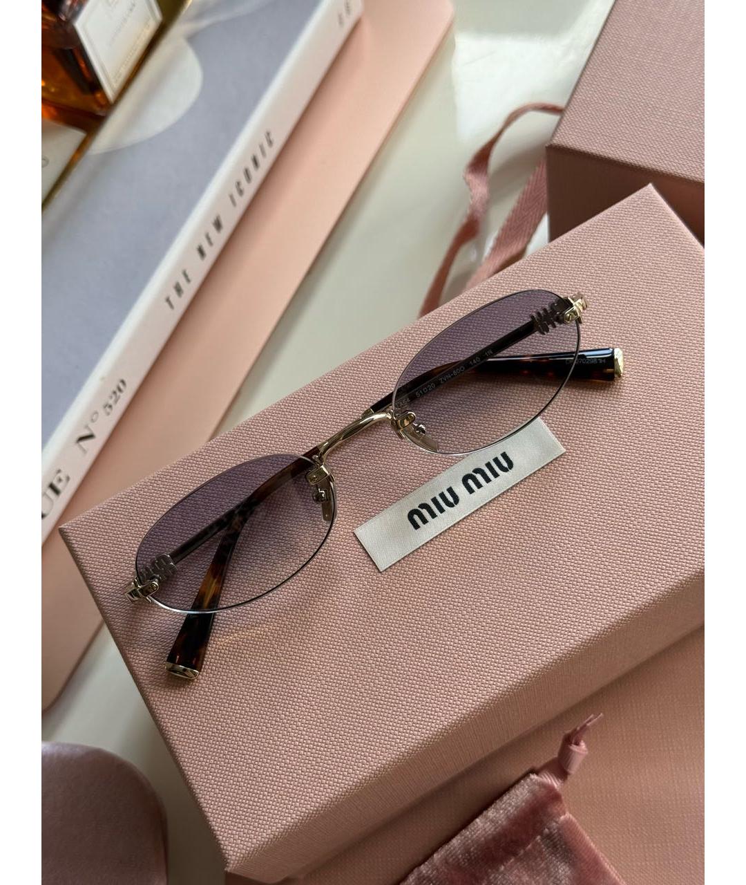 MIU MIU Голубые металлические солнцезащитные очки, фото 2