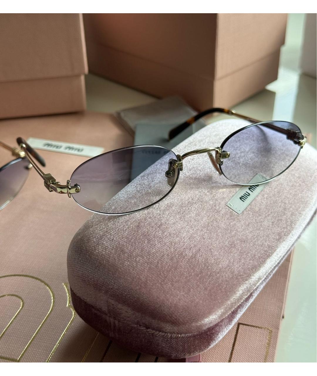 MIU MIU Голубые металлические солнцезащитные очки, фото 5
