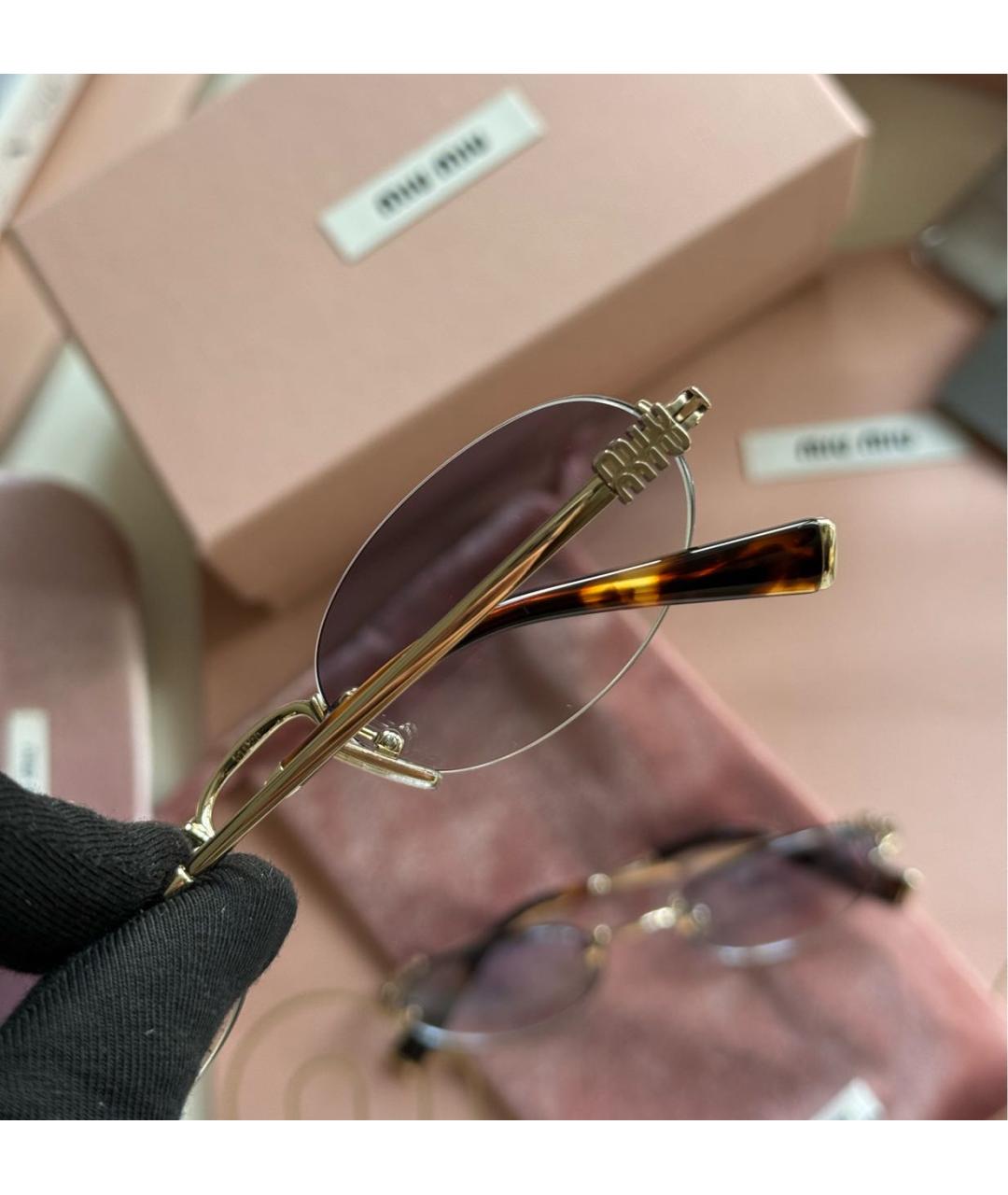 MIU MIU Голубые металлические солнцезащитные очки, фото 4