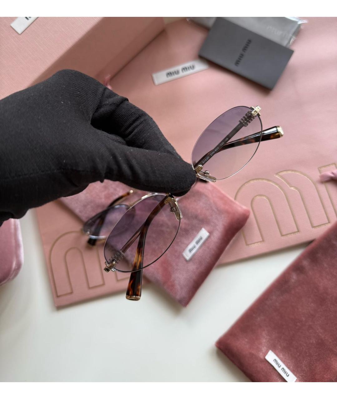MIU MIU Голубые металлические солнцезащитные очки, фото 3