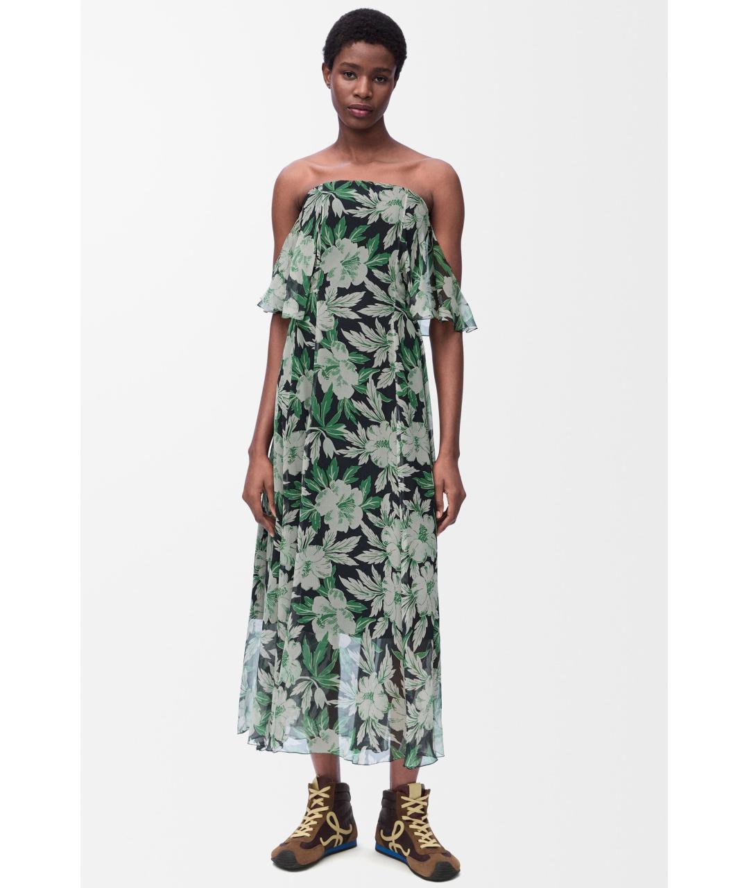 LOEWE Зеленое шелковое повседневное платье, фото 4