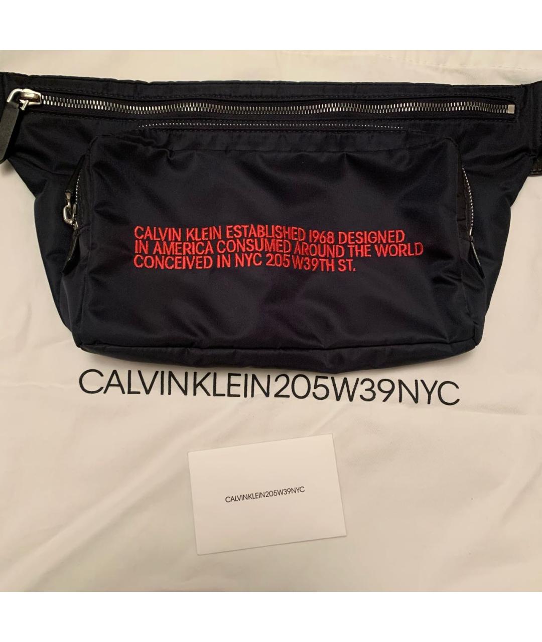 CALVIN KLEIN Темно-синяя синтетическая поясная сумка, фото 6