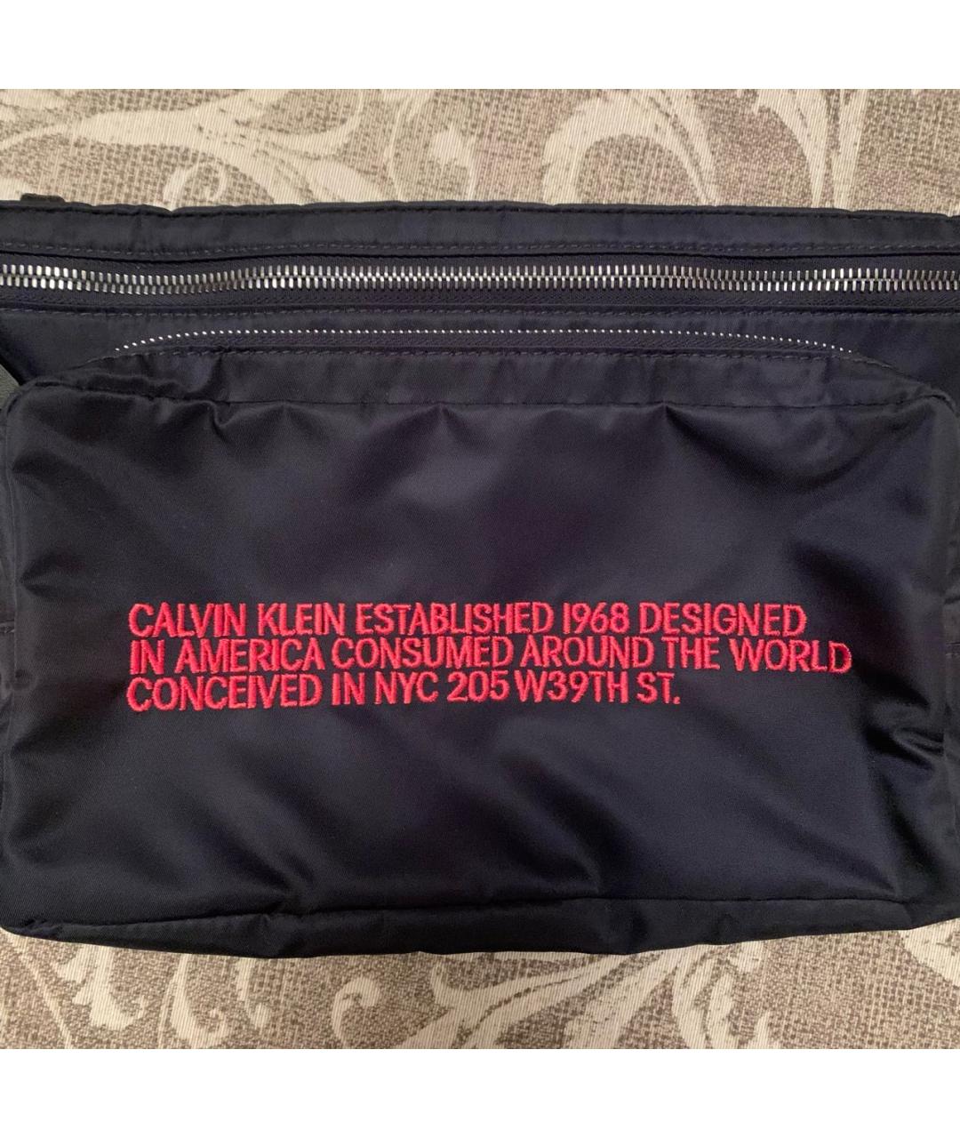CALVIN KLEIN Темно-синяя синтетическая поясная сумка, фото 3