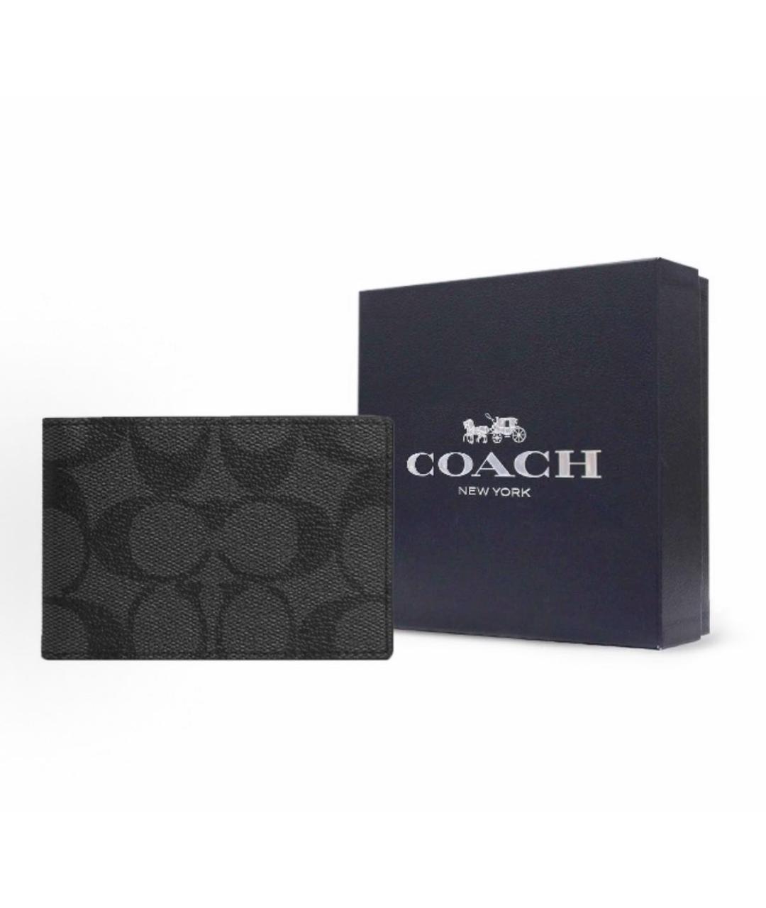 COACH Черный кожаный кошелек, фото 4