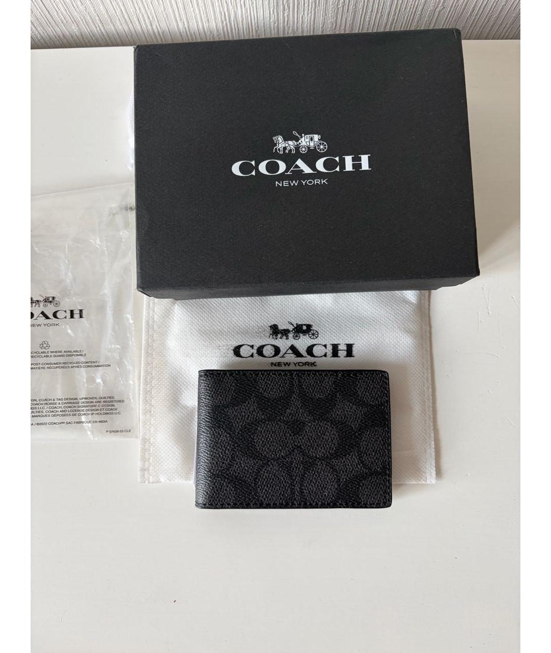 COACH Черный кожаный кошелек, фото 3