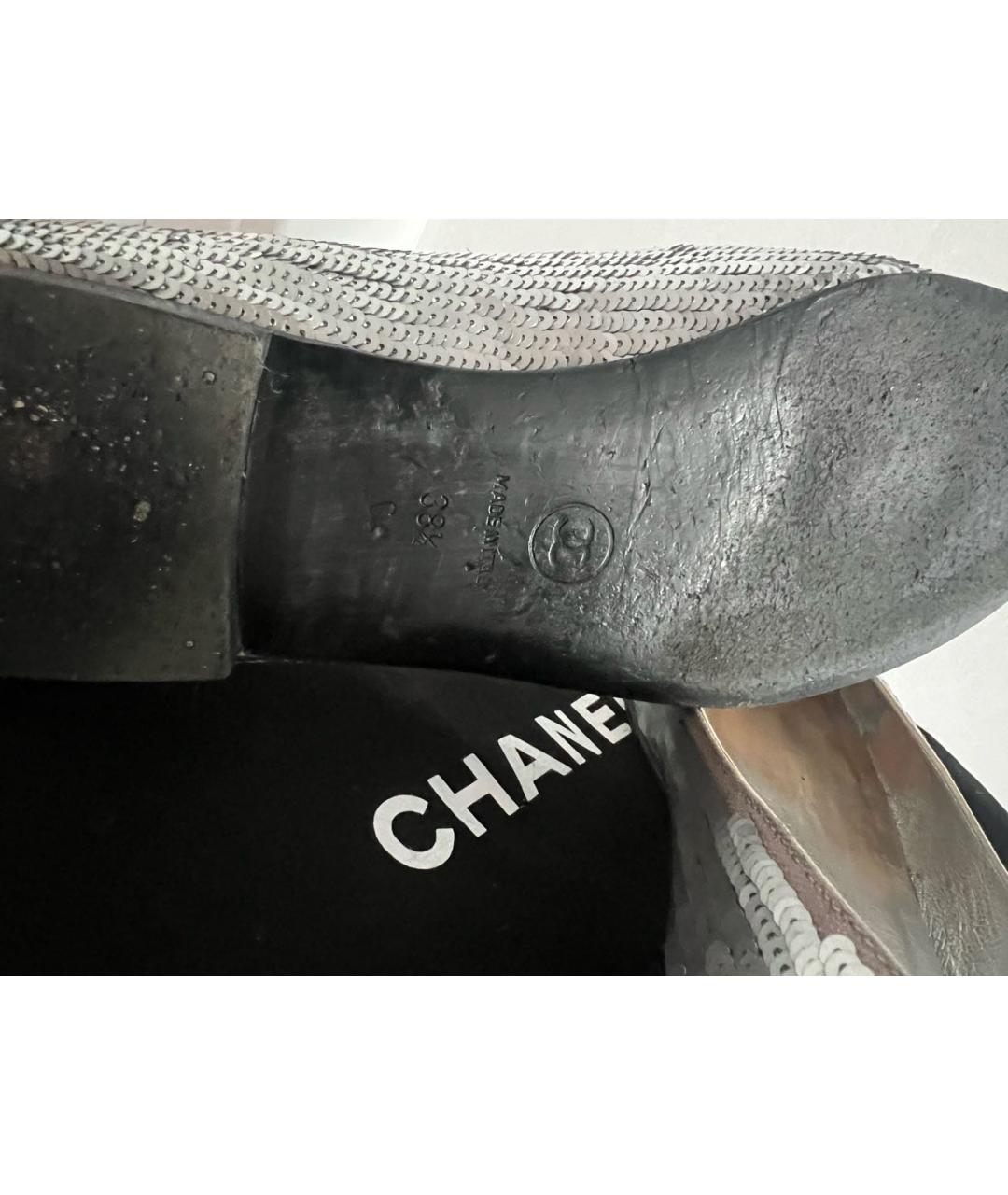 CHANEL Серебряные текстильные балетки, фото 5