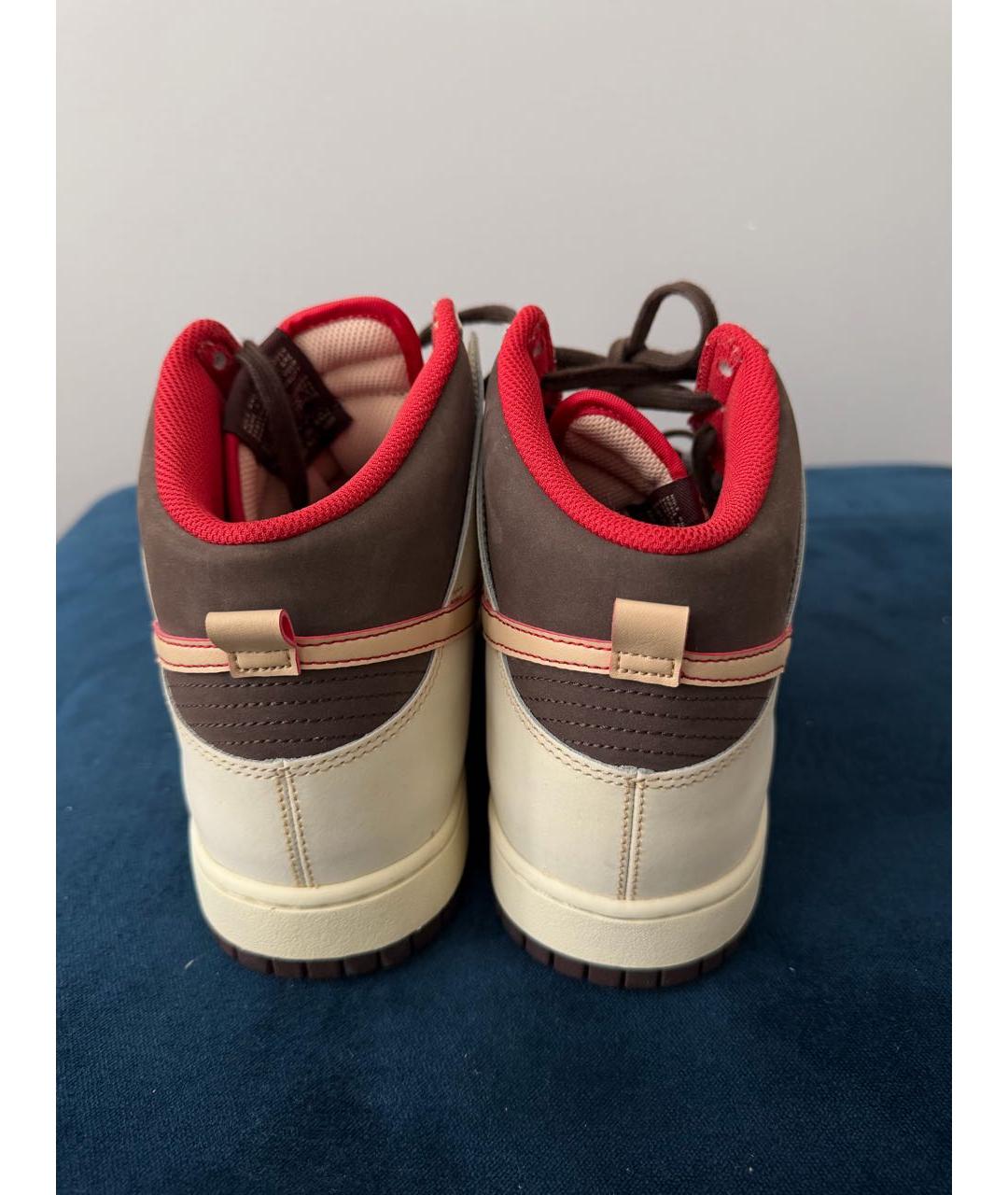 NIKE Коричневые кожаные высокие кроссовки / кеды, фото 3
