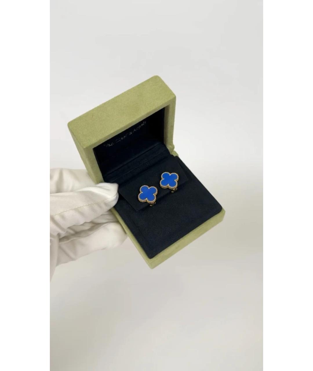 VAN CLEEF & ARPELS Темно-синие серьги из желтого золота, фото 2
