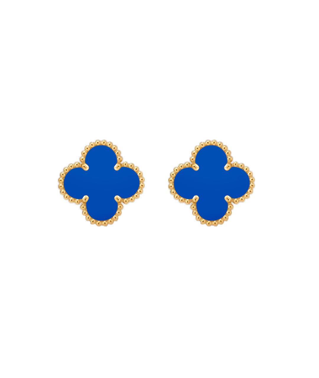 VAN CLEEF & ARPELS Темно-синие серьги из желтого золота, фото 4