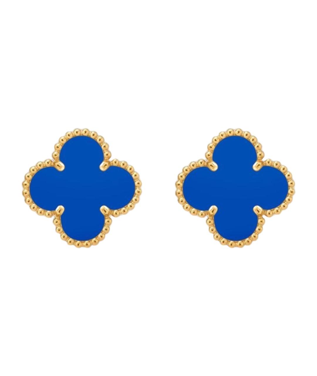 VAN CLEEF & ARPELS Темно-синие серьги из желтого золота, фото 1