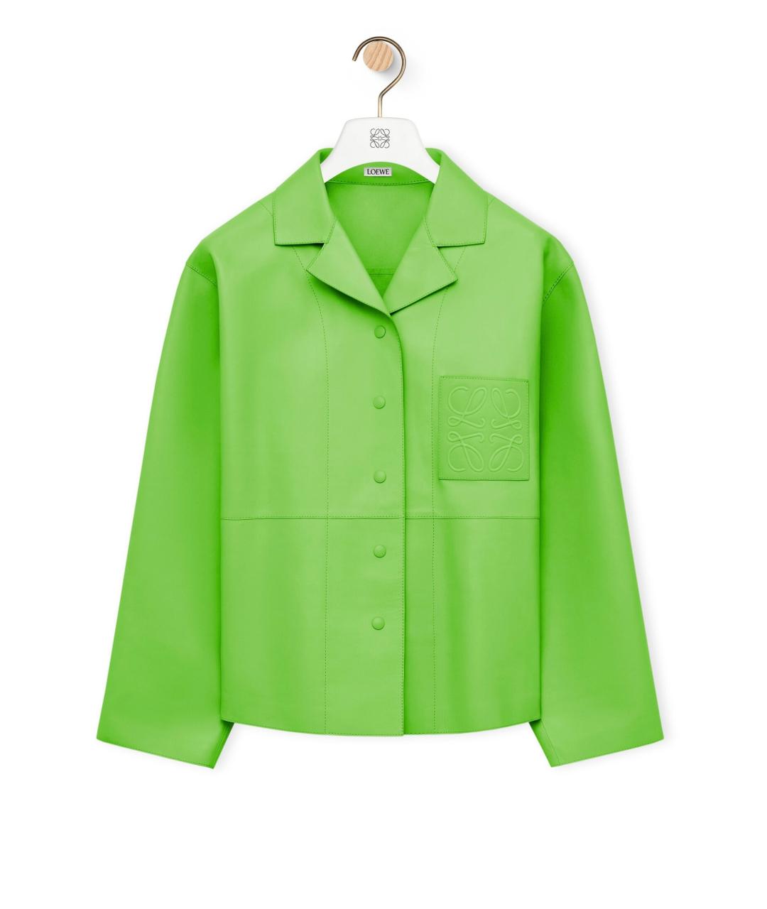 LOEWE Салатовая кожаная куртка, фото 7