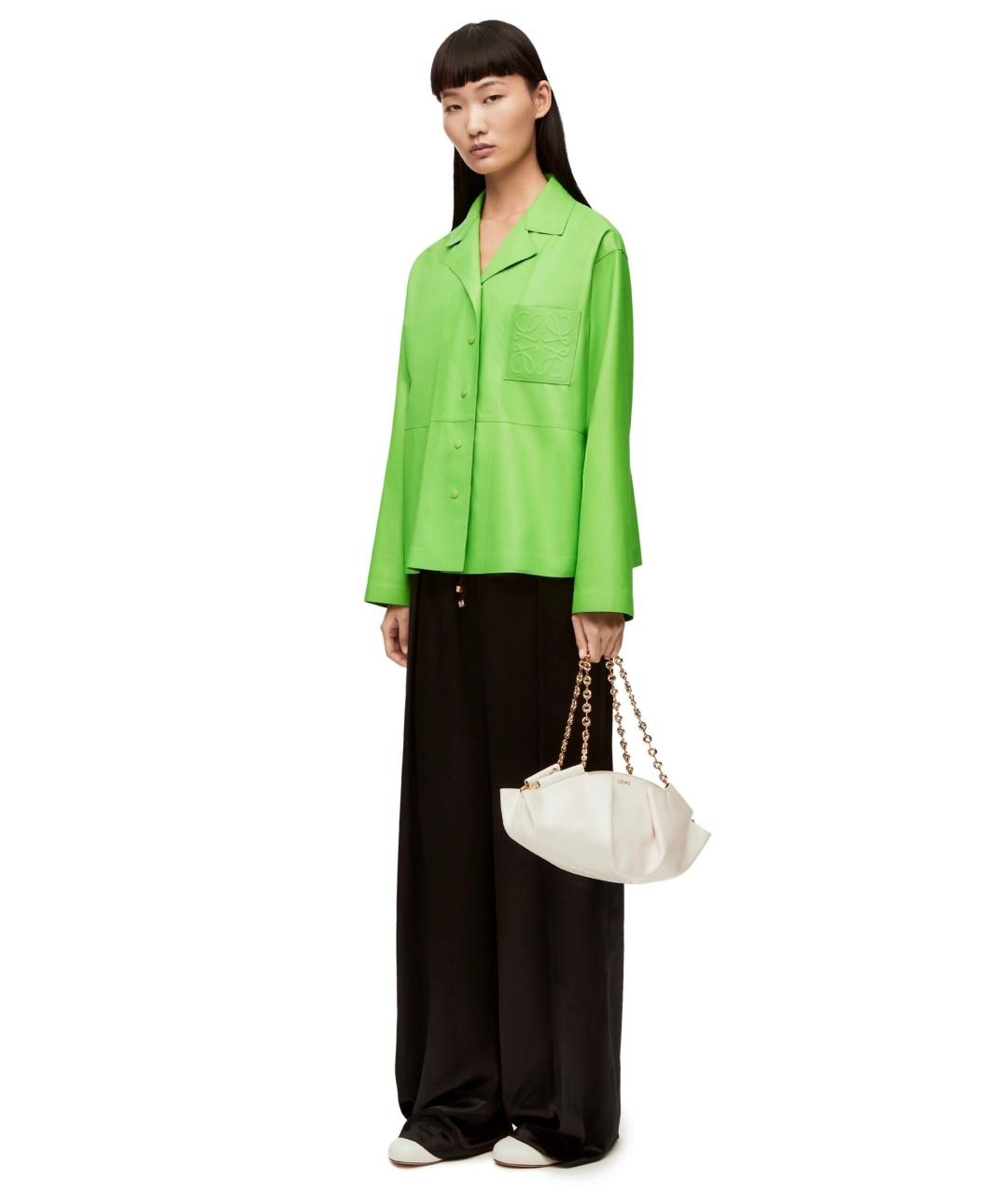 LOEWE Салатовая кожаная куртка, фото 4