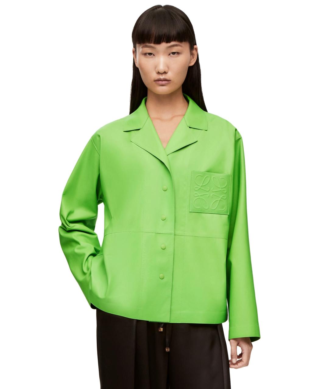 LOEWE Салатовая кожаная куртка, фото 5