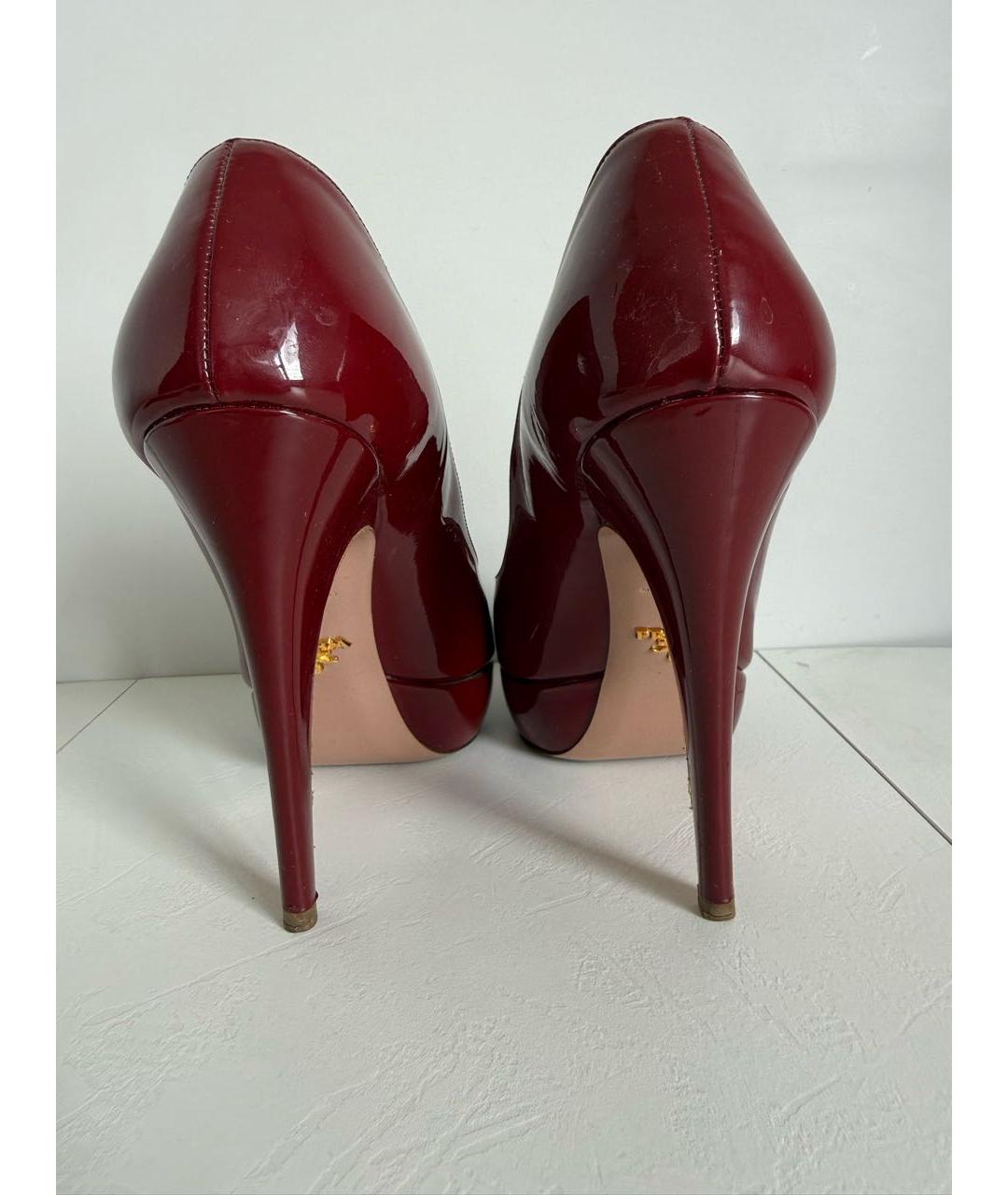 PRADA Бордовые кожаные туфли, фото 4