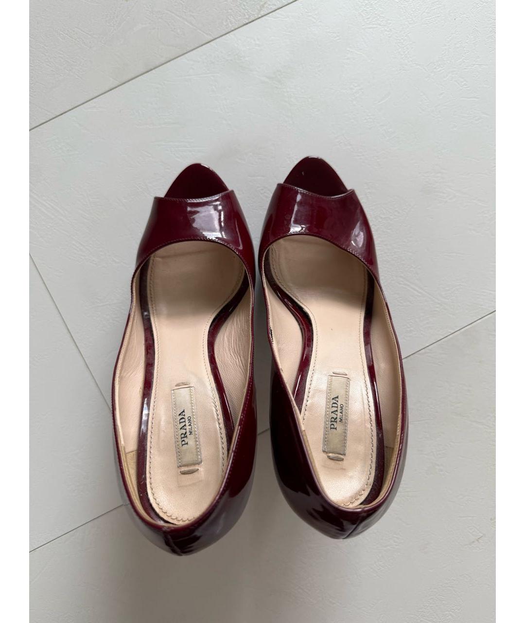 PRADA Бордовые кожаные туфли, фото 3