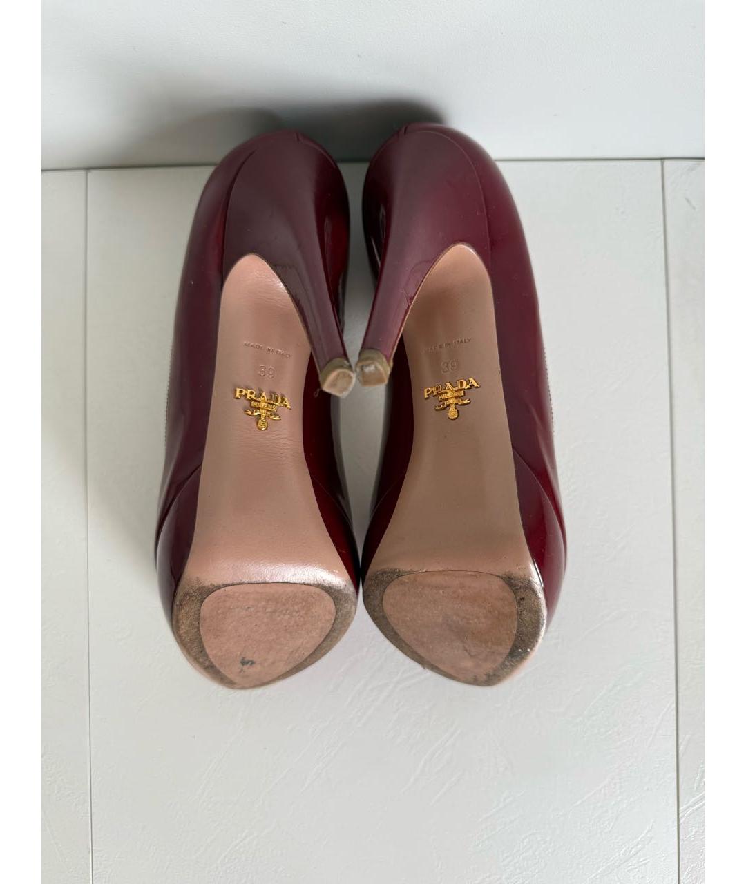 PRADA Бордовые кожаные туфли, фото 5
