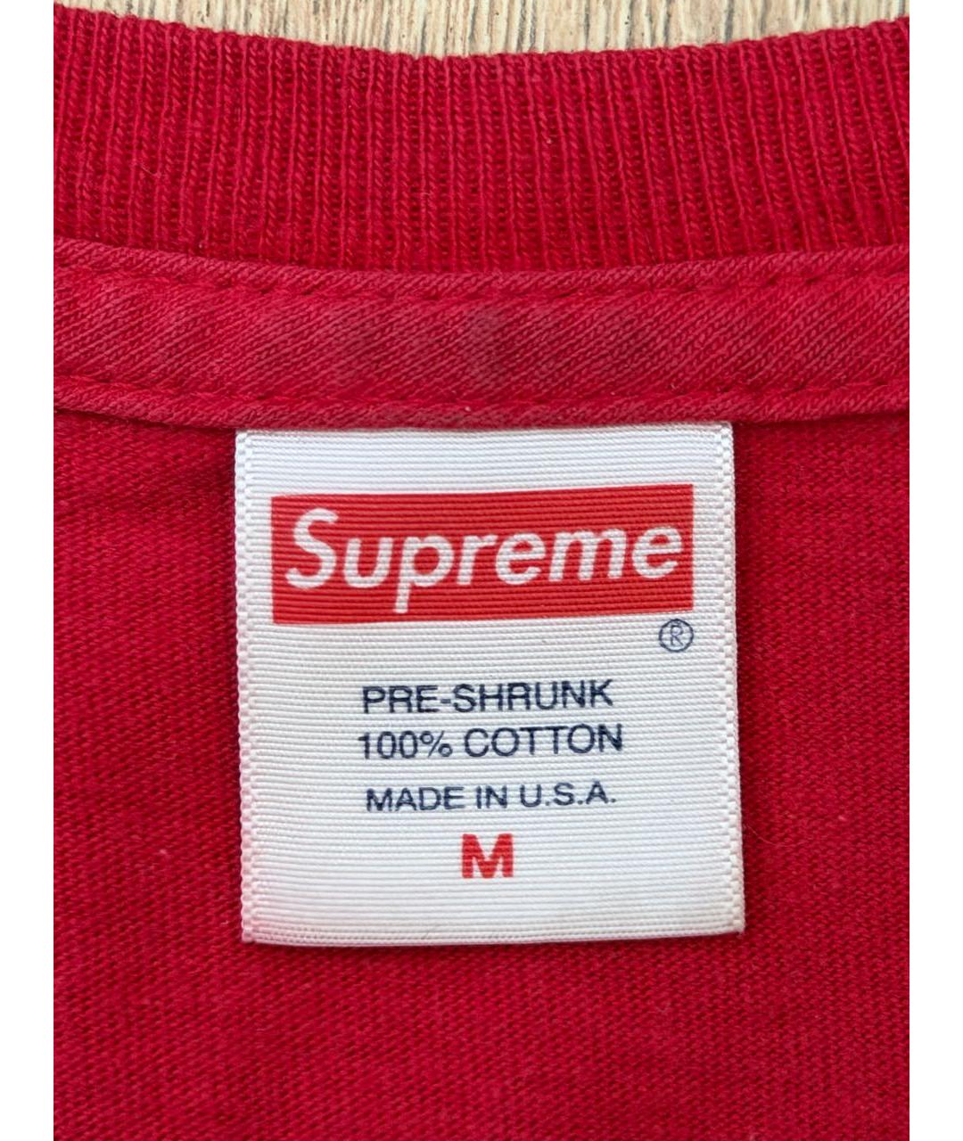 SUPREME Красная хлопковая футболка, фото 5