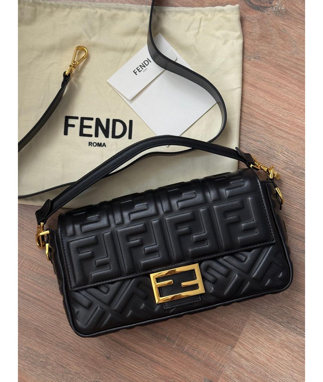 FENDI Черная кожаная сумка через плечо, фото 3