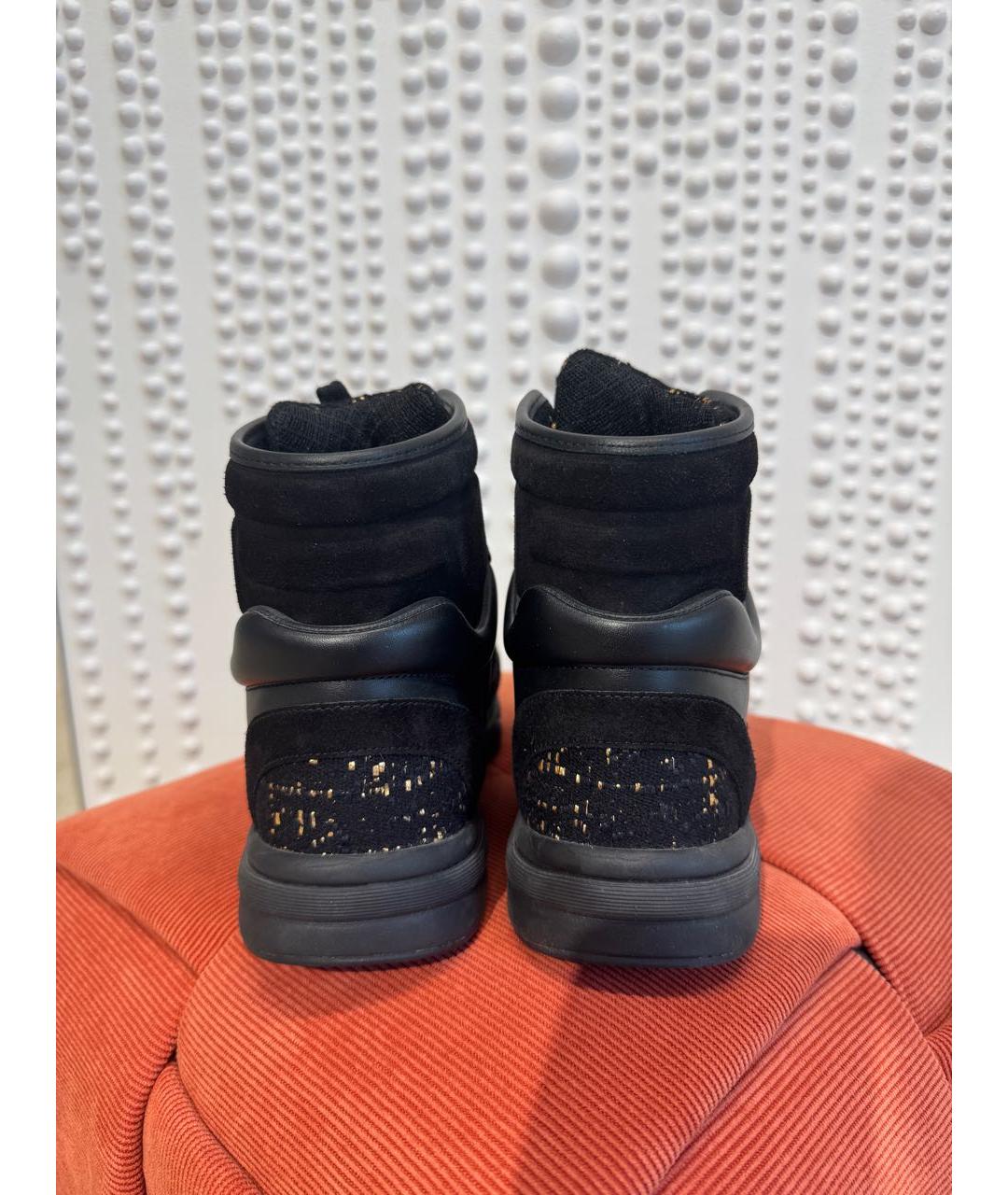 CHANEL Черные кожаные кроссовки, фото 4