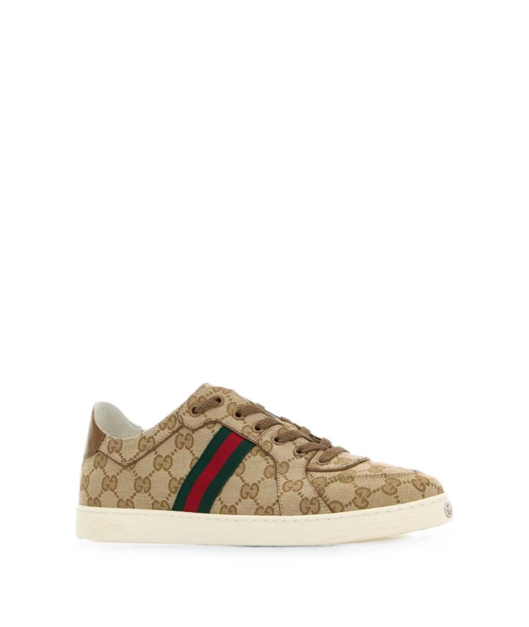 GUCCI Бежевые текстильные низкие кроссовки / кеды, фото 2