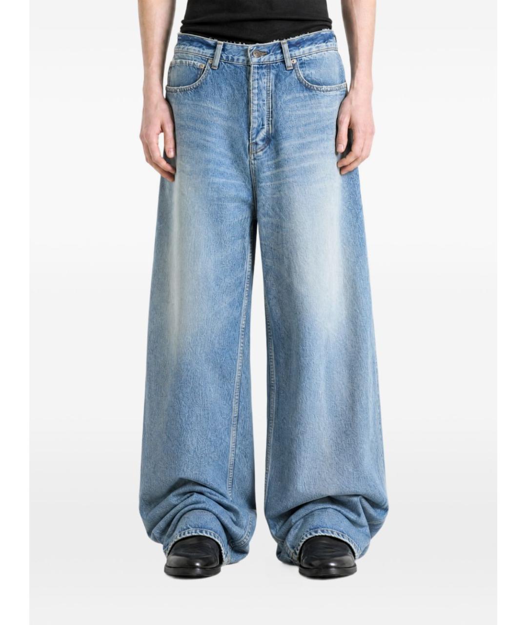 BALENCIAGA Голубые хлопковые прямые джинсы, фото 3