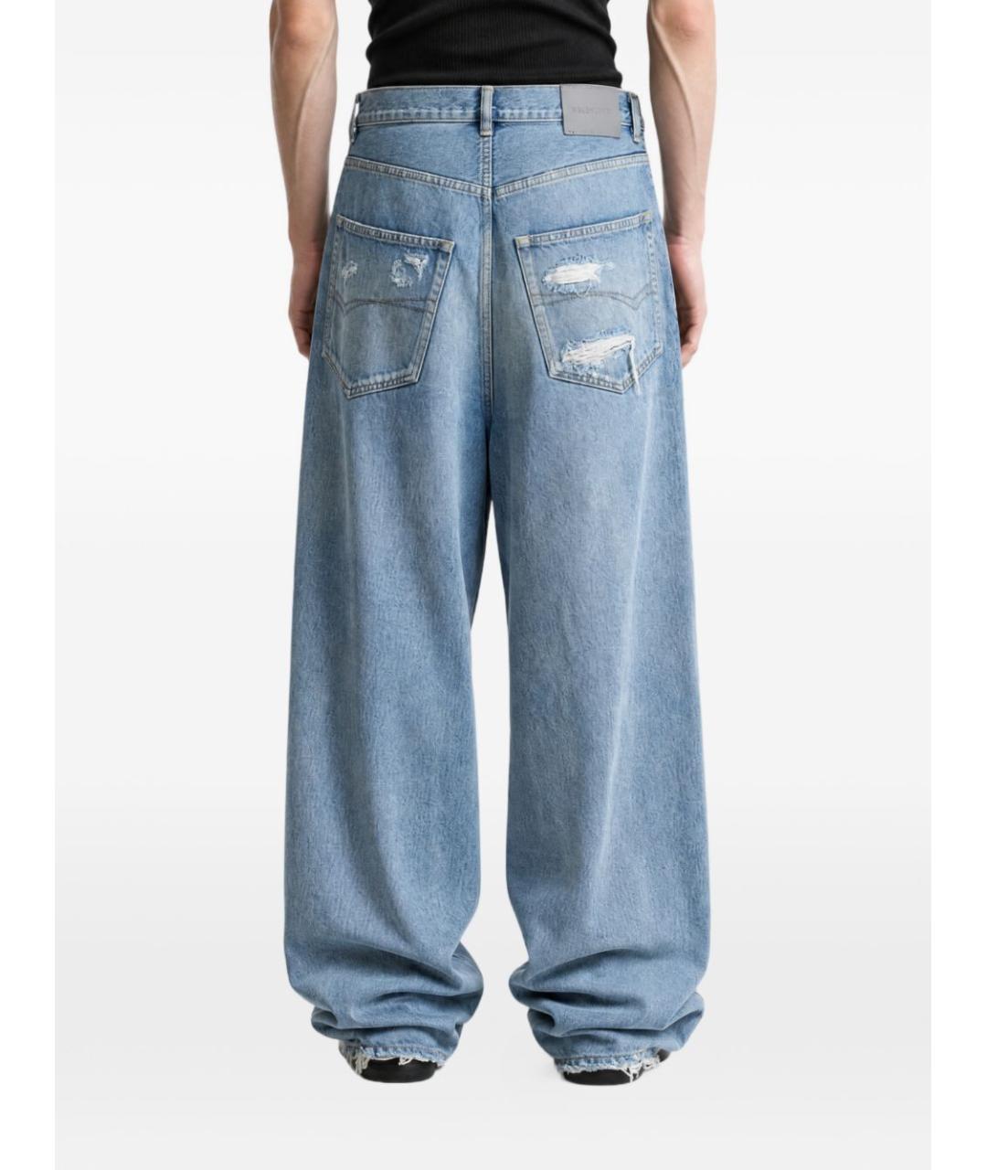 BALENCIAGA Голубые хлопковые прямые джинсы, фото 2