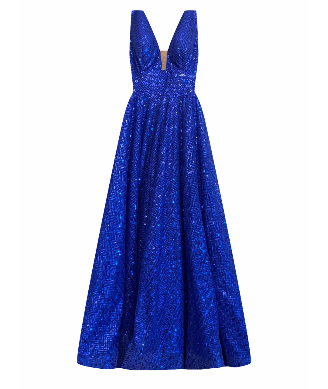 TARIK EDIZ Синее шифоновое вечернее платье, фото 1