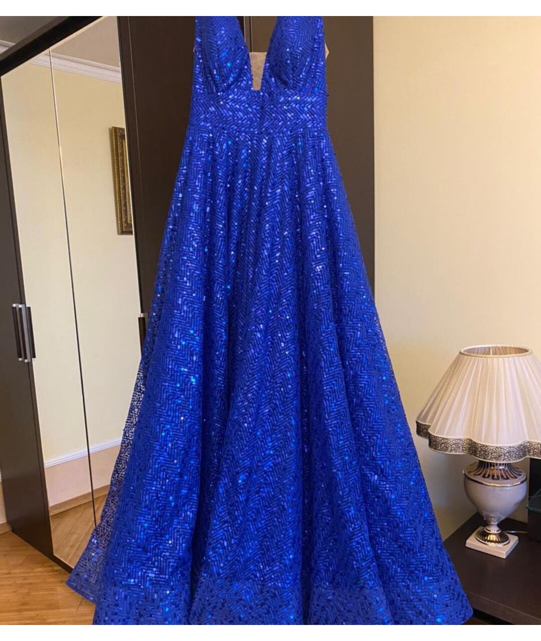 TARIK EDIZ Синее шифоновое вечернее платье, фото 5