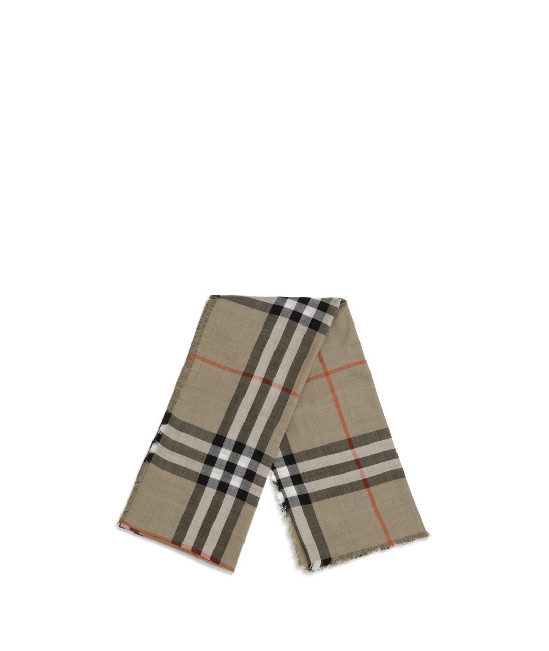 BURBERRY Бежевый шерстяной шарф, фото 2