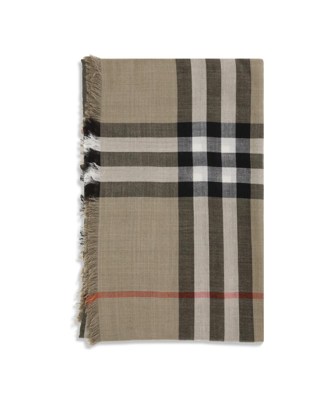 BURBERRY Бежевый шерстяной шарф, фото 1