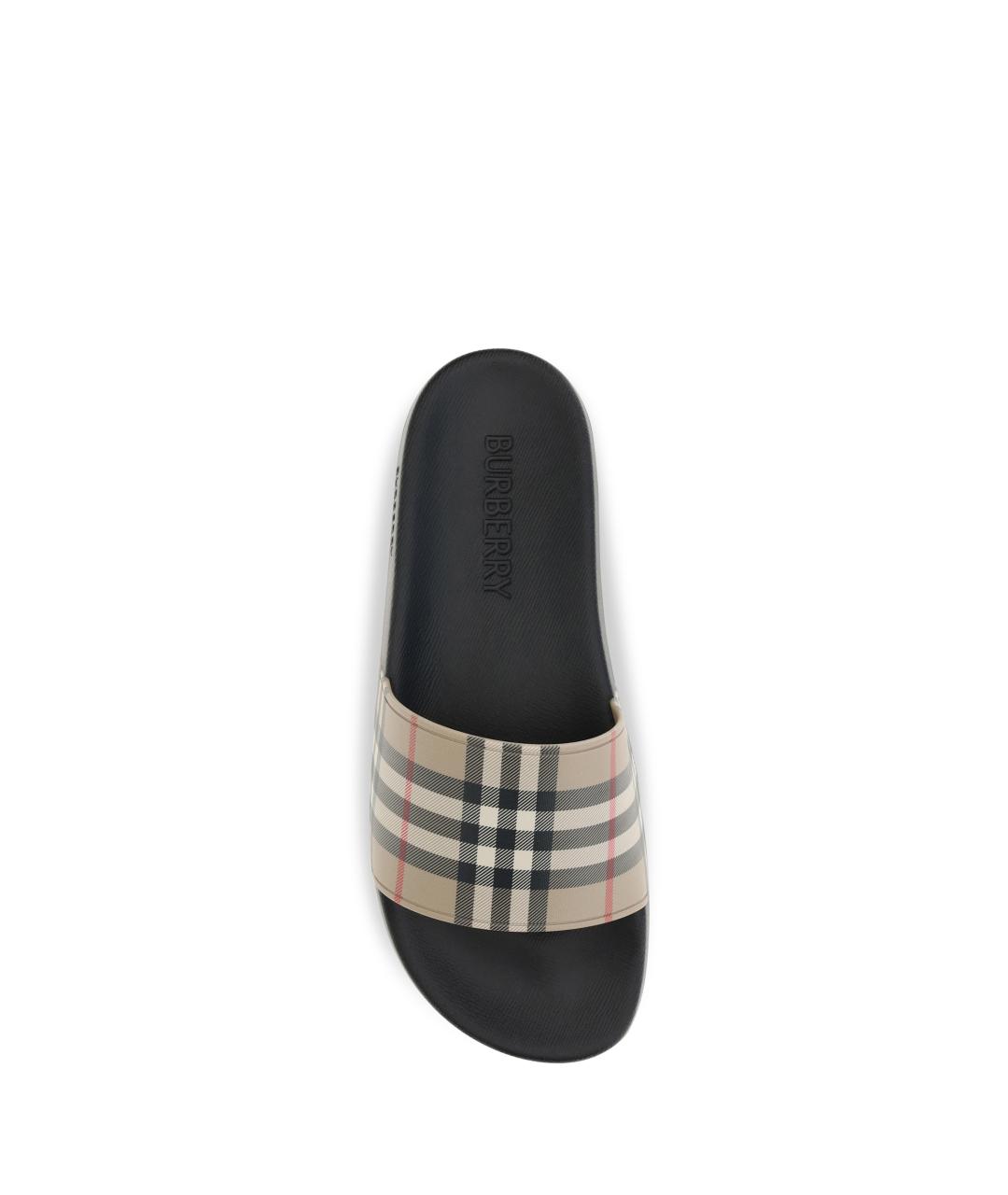 BURBERRY Бежевые резиновые шлепанцы, фото 4