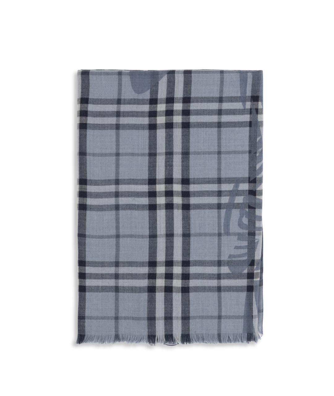 BURBERRY Синий шерстяной шарф, фото 1