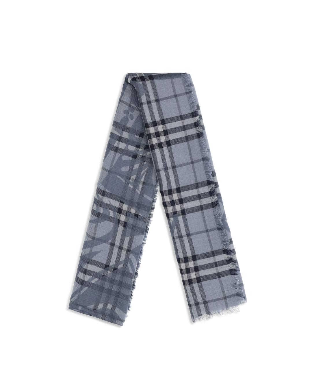 BURBERRY Синий шерстяной шарф, фото 2