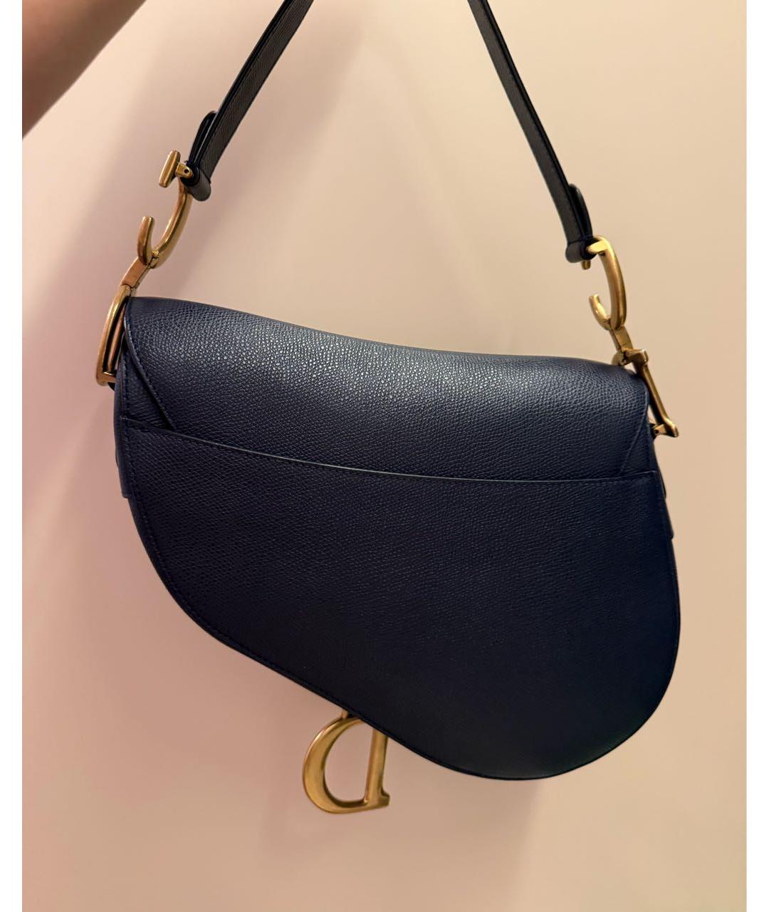 CHRISTIAN DIOR Синяя кожаная сумка с короткими ручками, фото 3