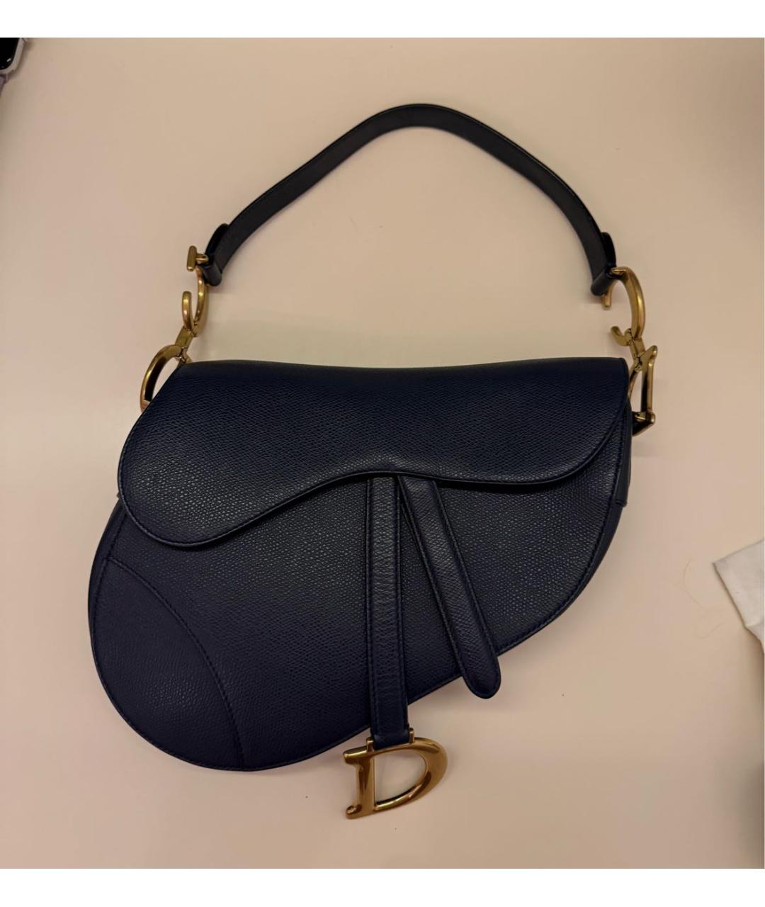 CHRISTIAN DIOR Синяя кожаная сумка с короткими ручками, фото 8
