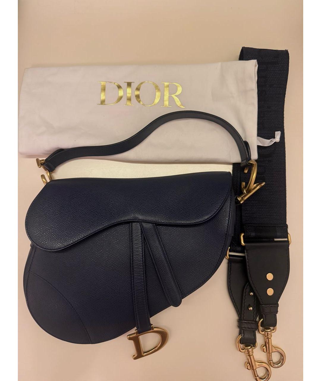 CHRISTIAN DIOR Синяя кожаная сумка с короткими ручками, фото 5