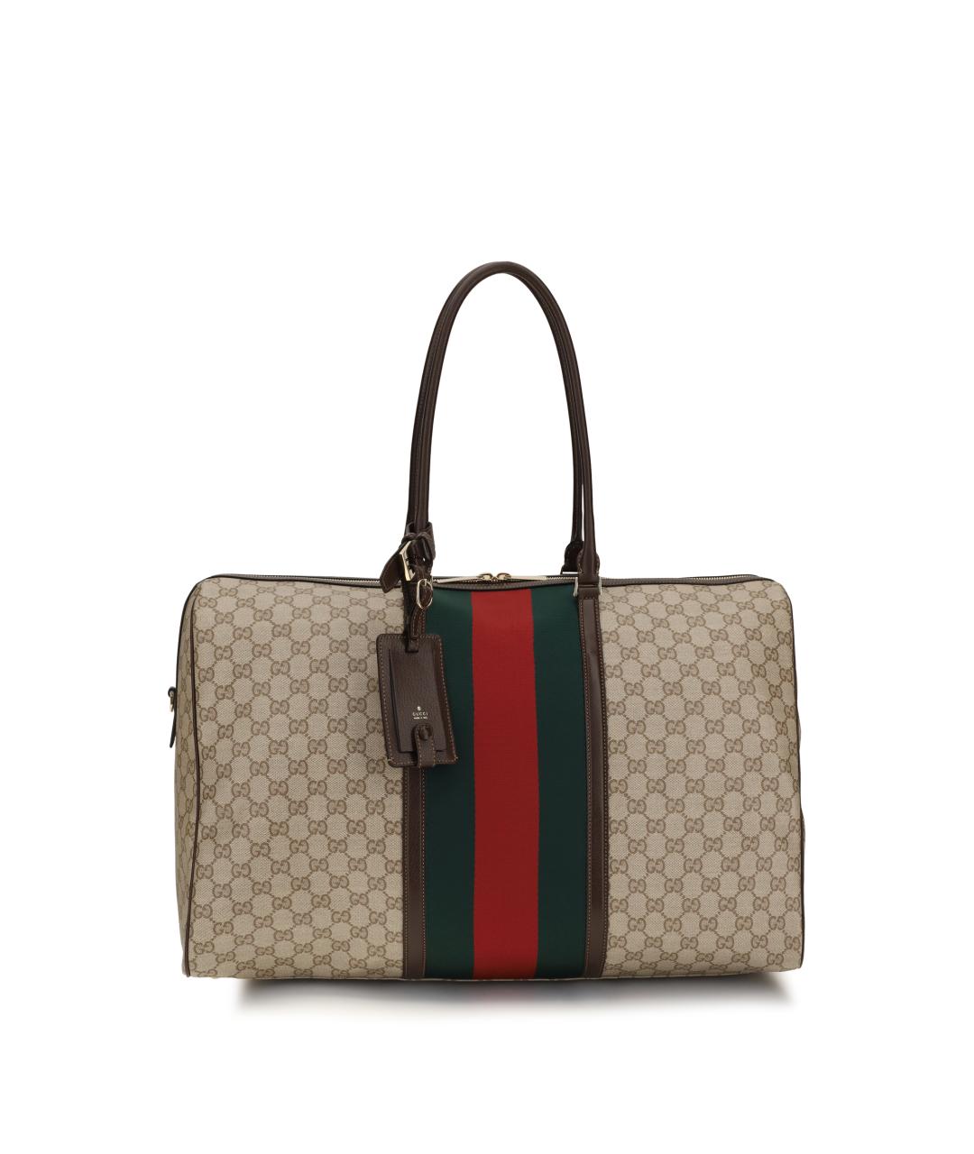 GUCCI Коричневая тканевая сумка тоут, фото 1