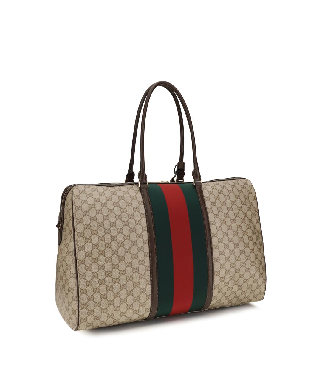 GUCCI Коричневая тканевая сумка тоут, фото 3