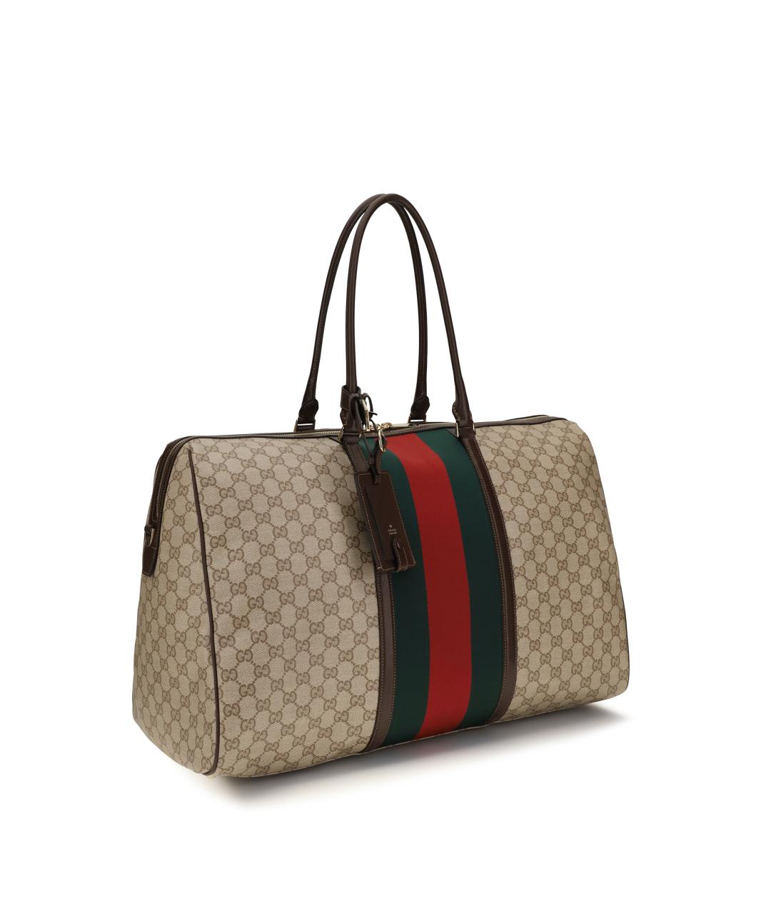 GUCCI Коричневая тканевая сумка тоут, фото 2